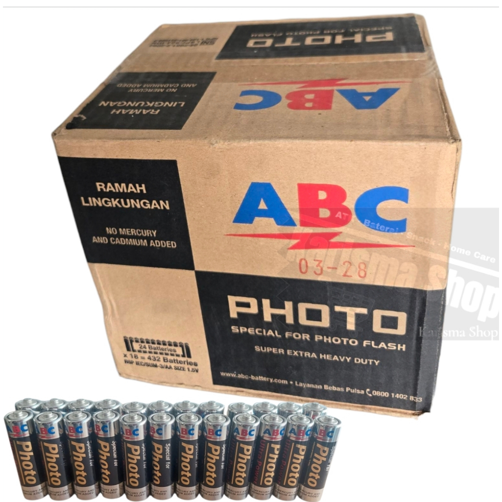 BATERAI ABC PHOTO AA 1 DUS ISI 432 PCS / BATERAI JAM 1 KARTON