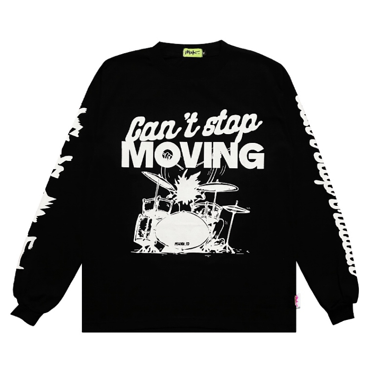 Munk.id Kaos Lengan Panjang Hitam Long Sleeve Can't Stop Moving Black