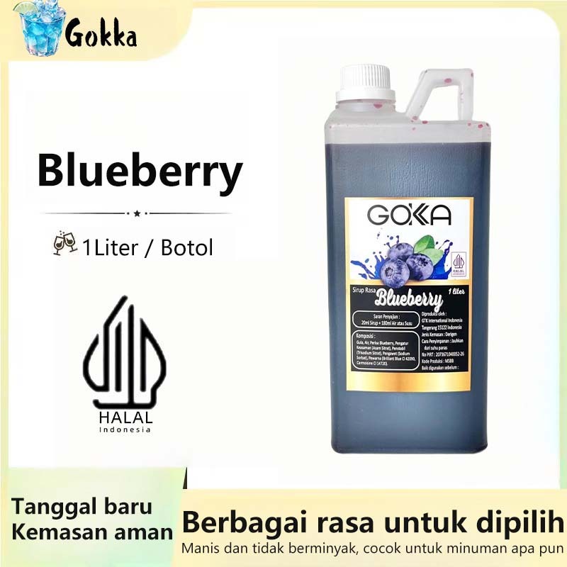 

GOKKA Sirup Minuman Rasa Blueberry 1L Syrup / Sirup Blueberry Sertifikasi Halal