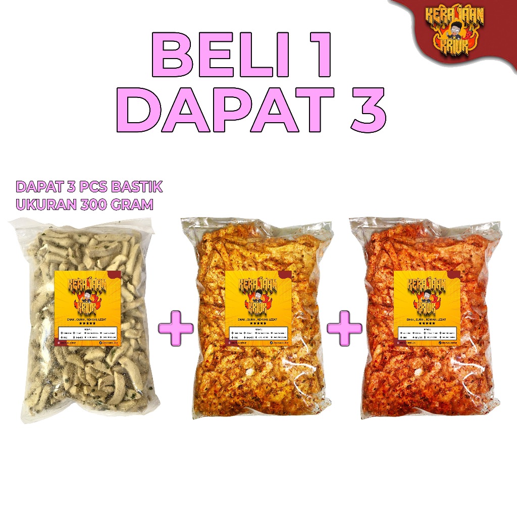 

PROMO BELI 1 DAPAT 3 BASRENG STIK 300 GRAM Bumbu Melimpah Pedas Gurih Daun Jeruk Renyah Cemilan Keripik Snack Food