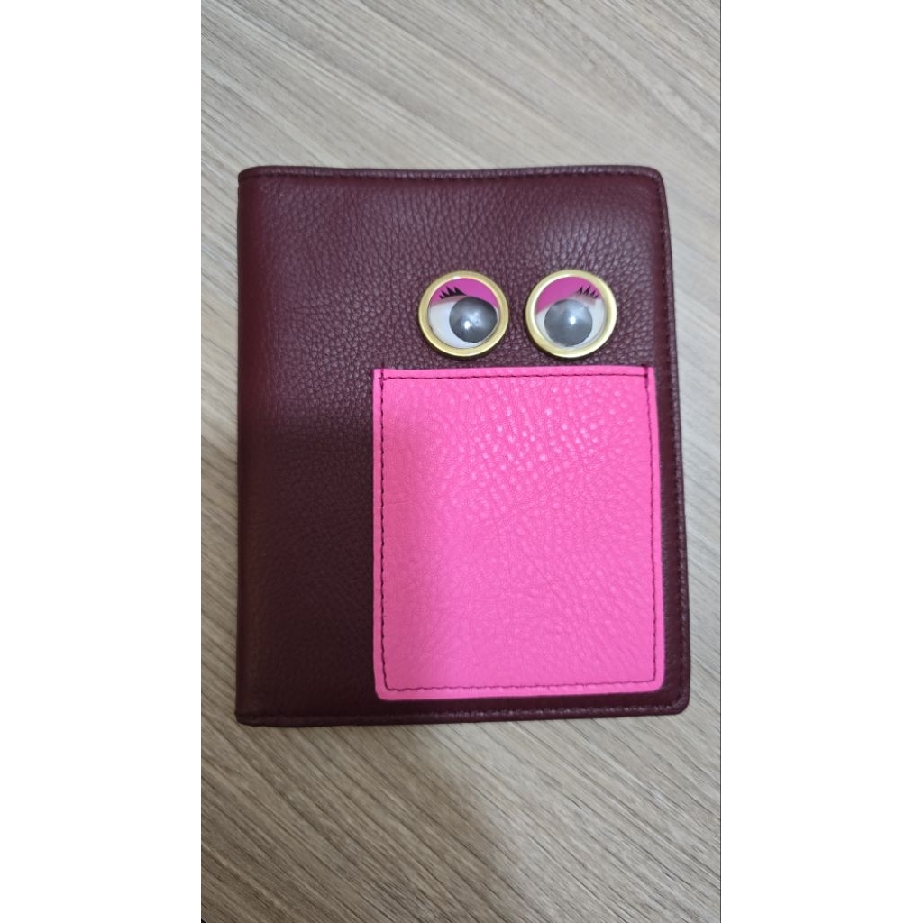 FOSSIL RFID Eye Passport Holder and Wallet, wine colour (Preloved)/ Passport Leather Case Holder