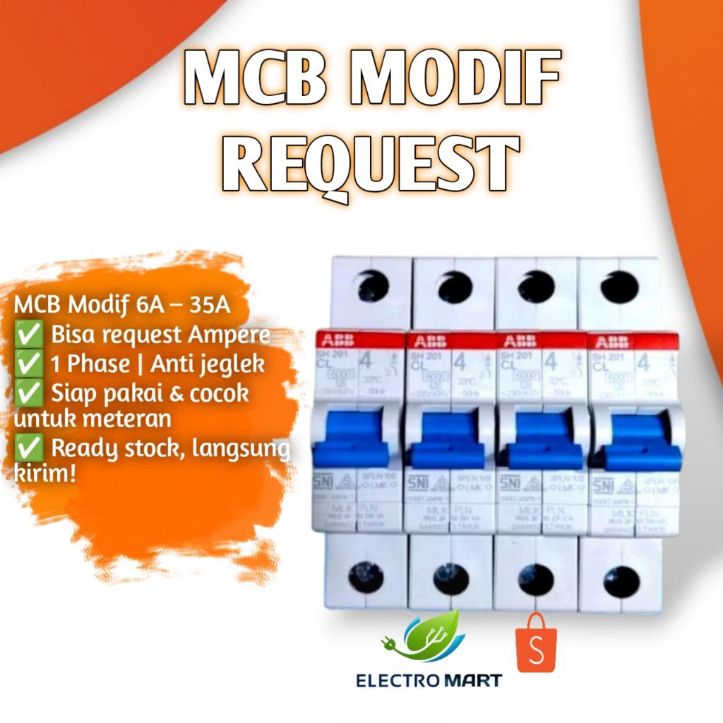 MCB modif PLN ABB SH201 anti jegglek 2A modif 20A