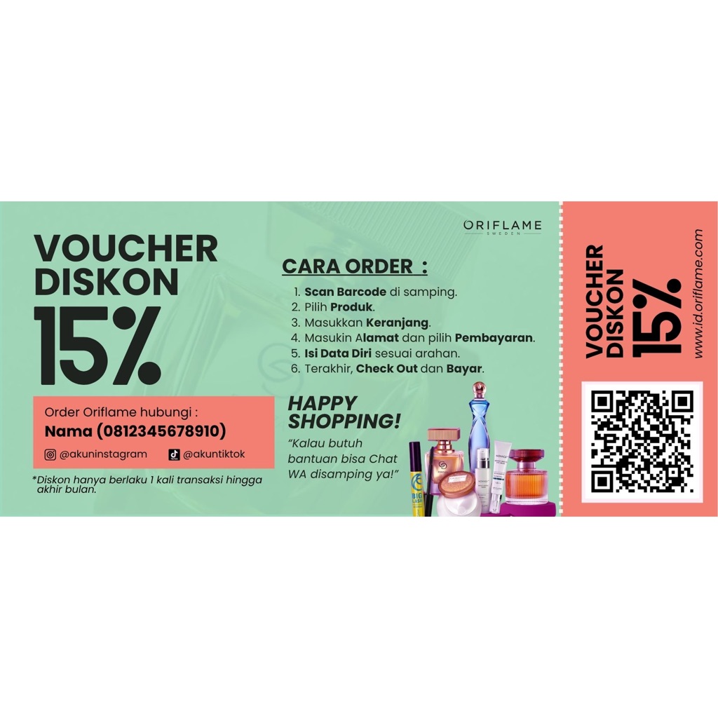 

CETAK VOUCHER DISKON 15% | Art Paper 120gsm | 14.8cm x 6.5cm