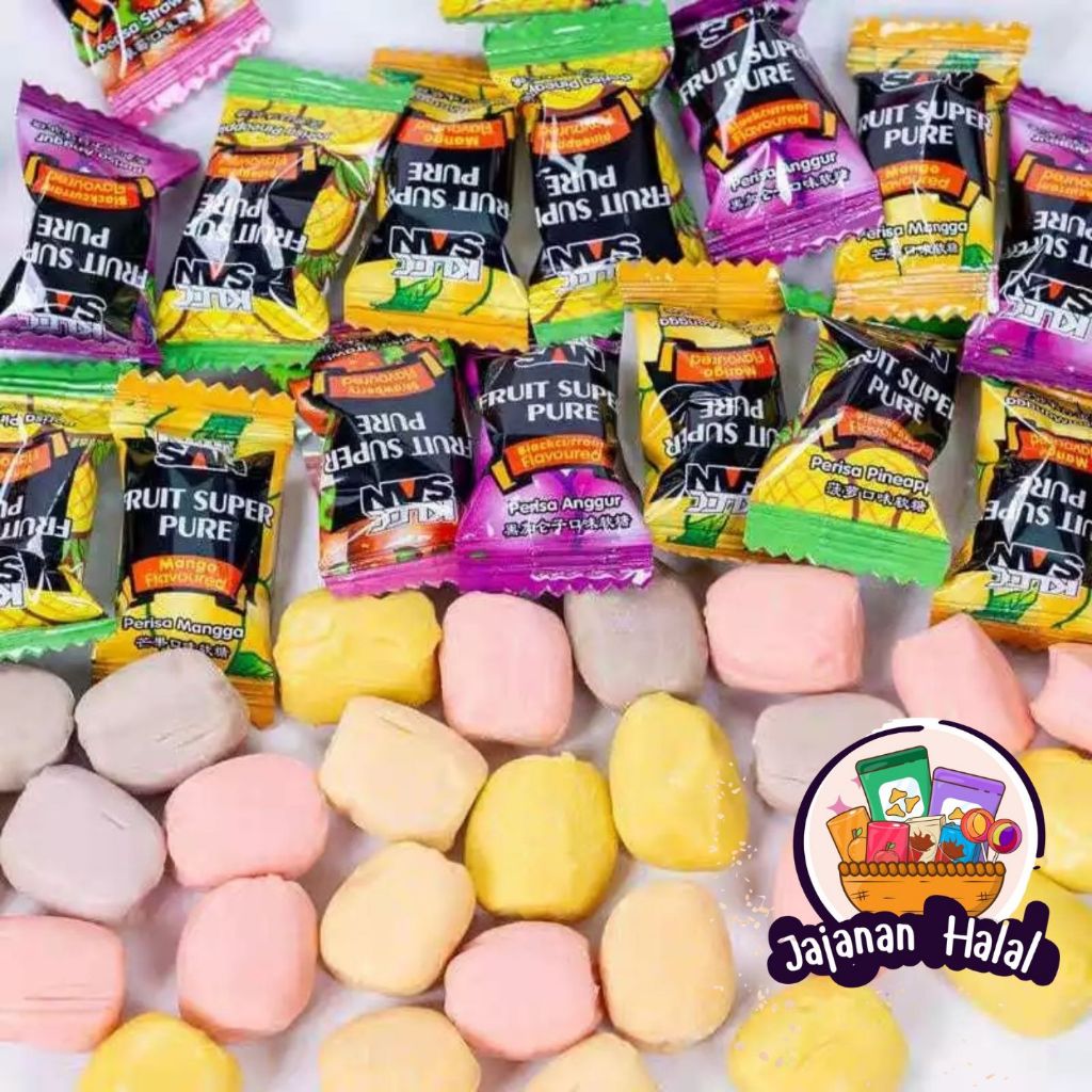 [ 100% HALAL ] Permen Buah dengan banyak varian rasa buah Permen Lunak Viral
