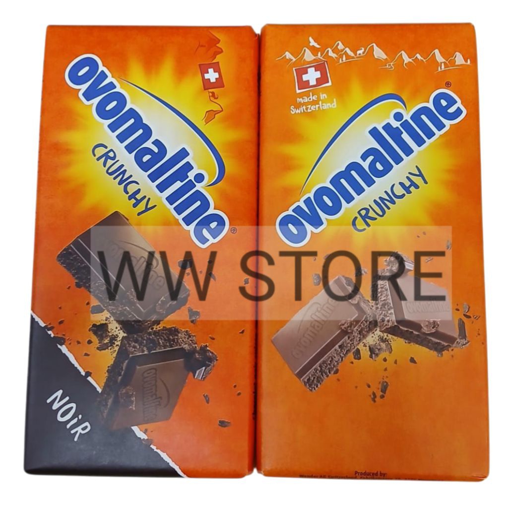 

Cokelat compound susu / hitam Swiss Switzerland ovomaltine CRUNCHY MILK NOiR bar 100g