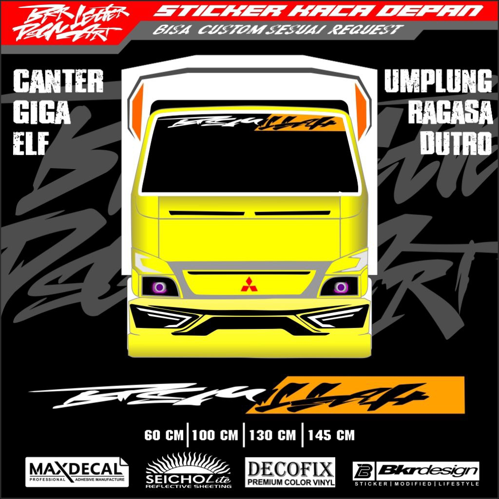 stiker kaca depan truk canter bismillah