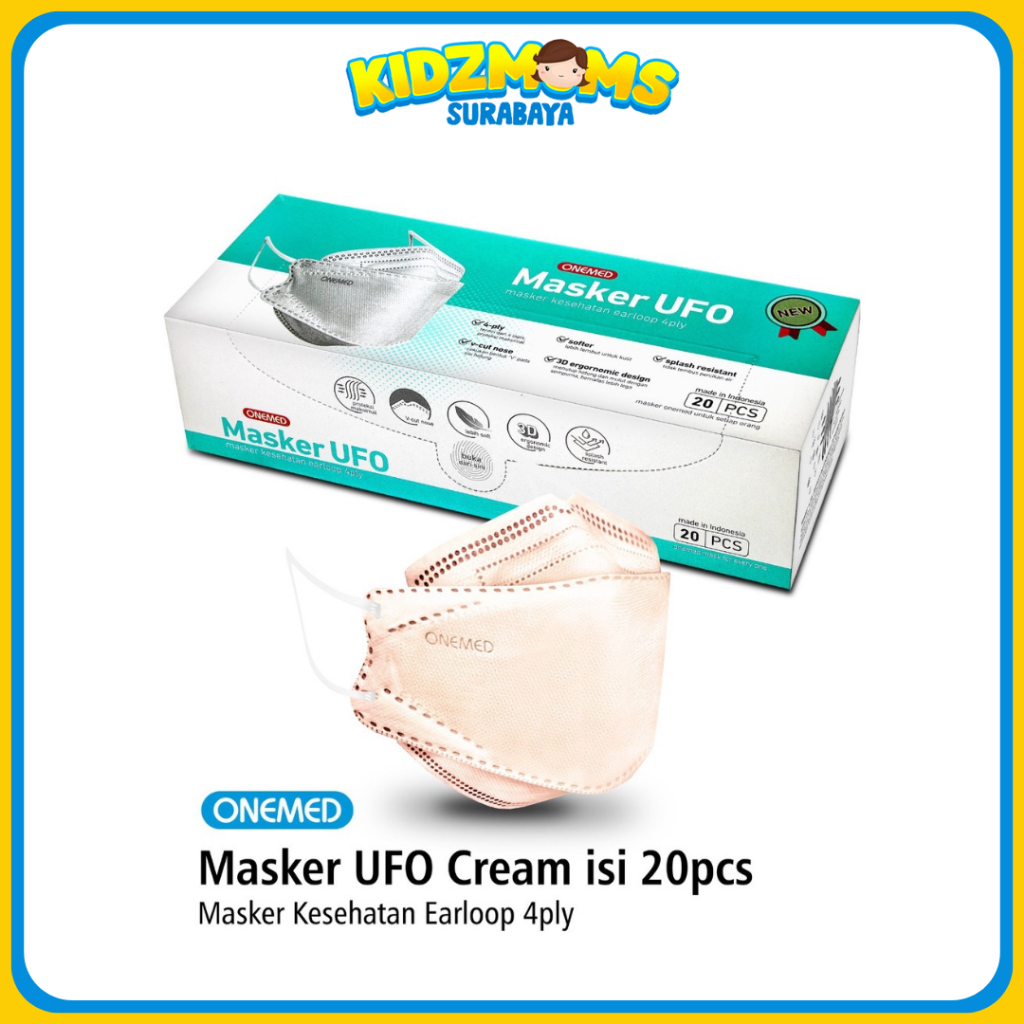 ONEMED Masker KF94 UFO Earloop Isi 20pcs CREAM / Masker Medis Dewasa Model KF94