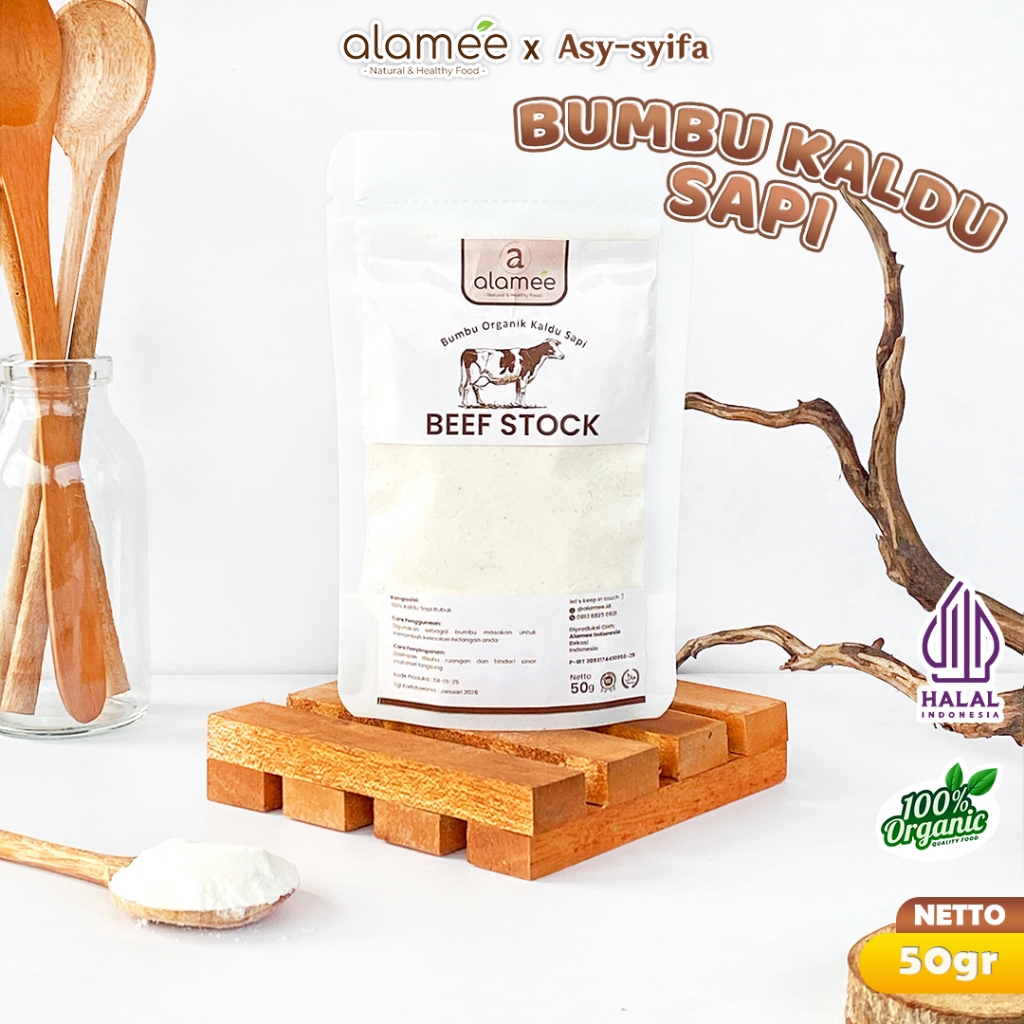 

ALAMEE Bumbu Kaldu Sapi NON MSG Organik Beef Powder Praktis Bubuk 50gr ASY SYIFA
