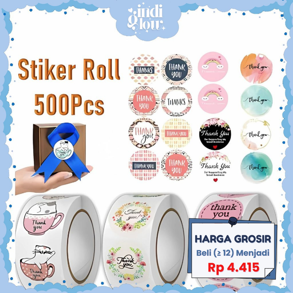 

IG Stiker Label Roll Bulat Thank You 500 Pcs 2,5 CM/Stiker Label Terima Kasih Stiker Tempelan Ucapan