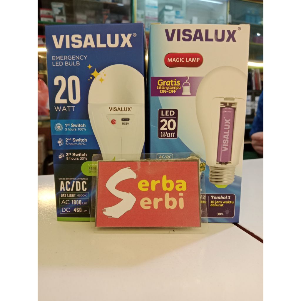 *VSB-20W*Lampu led emergency bulb 20w +2battery Visalux