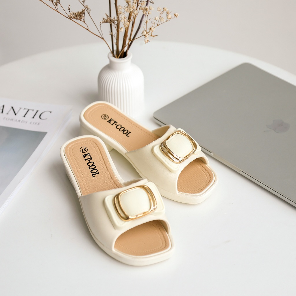 KT-COOL Sandal Hak Pendek Wanita Elegan Selop  Hak Tahu Empuk & Stylish Ukuran 37-40 7001