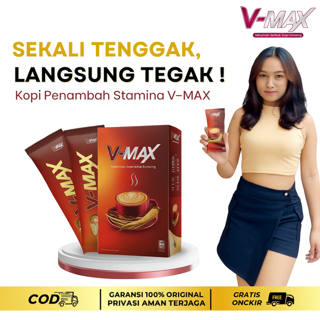

V-MAX Kopi Gingseng Rasa Coklat Kopi Kuat wanita Kopi kuat tahan lebih Lama Kopi untuk Stamina Wanita 1 Box 10 Sachet