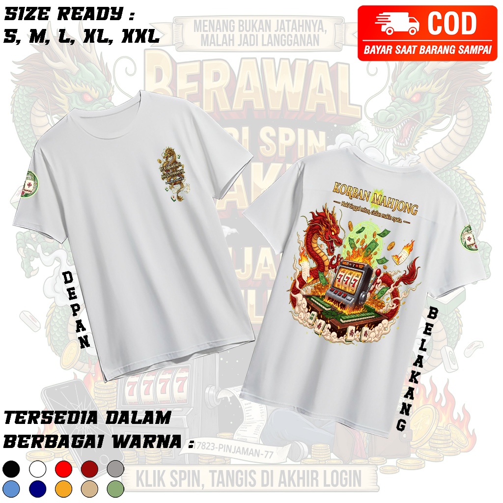 TSHIRT KAOS MAHJONG PRIA WANITA DEWASA / BAJU KAOS MAHJONG TERBARU / KAOS MAHJONG / KAOS DISTRO