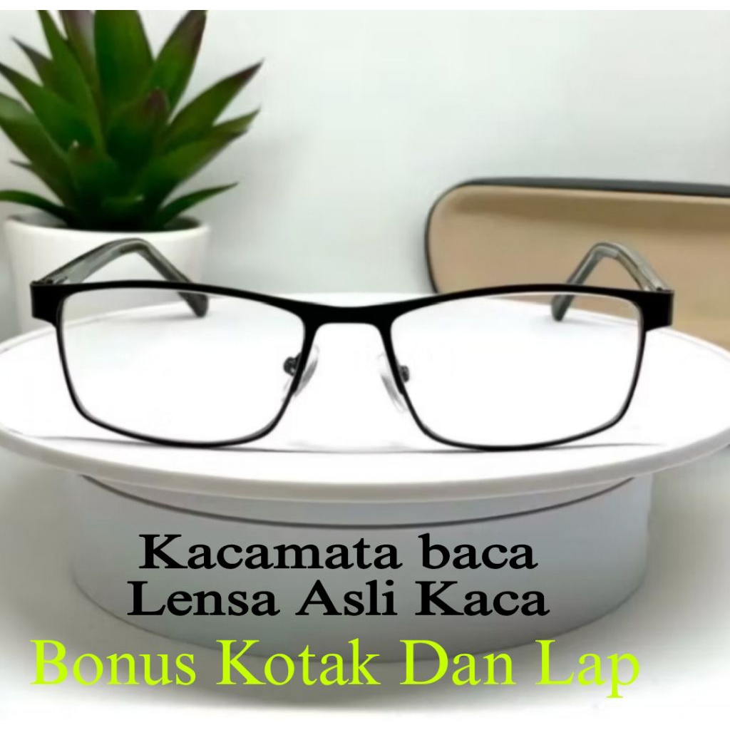 Kacamata baca pria Lensa Asli Kaca Jernih Anti Baret Kualitas standar optik kacamata plus Unisek unt
