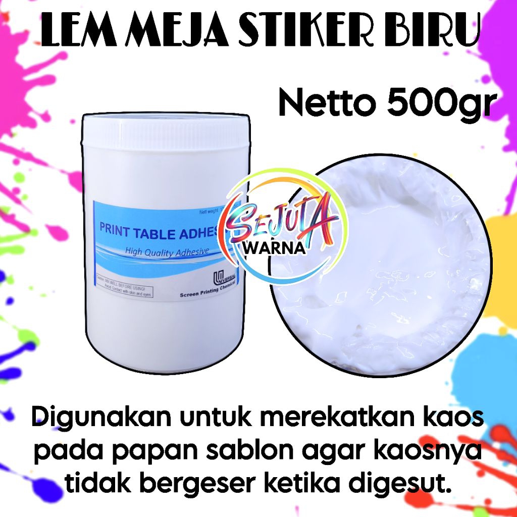 LEM MEJA SABLON ADHESIVE STIKER BIRU 500GR