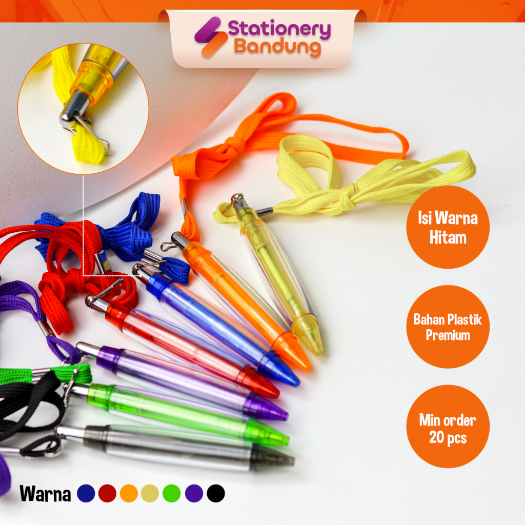 

Ballpoint Tali Cabe Bolpen Pen Pena name tag lanyar Promosi Souvenir Pernikahan Acara Murah