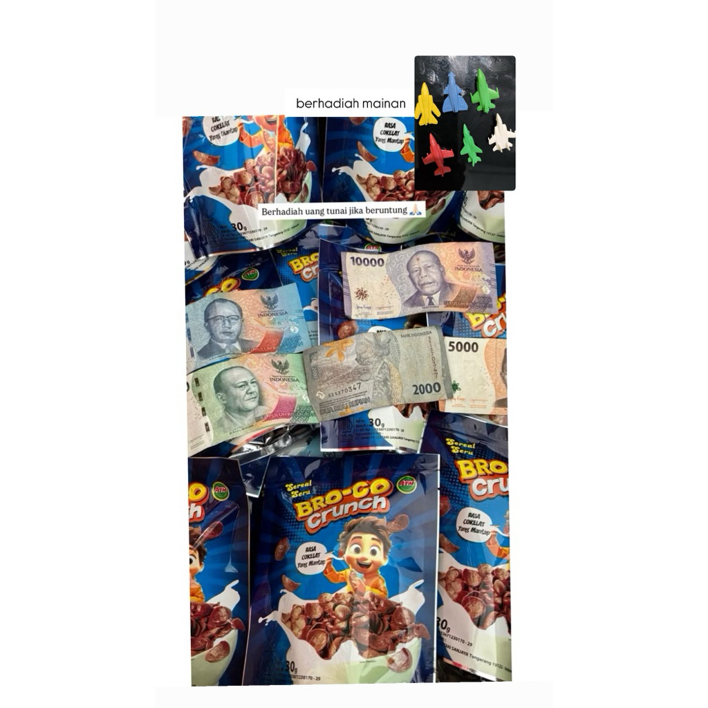 

SNACK CEREAL BRO-CO CRUNCH SEREAL COKELAT SERU 1 BOX ISI 40 PCS (BERHADIAH UANG RP 2.000 - RP 50.000)