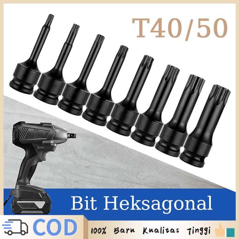 Torx Impact Socket Mata Kunci Shock Bintang Star Bit Socket 1/2 Inch Soket Bintang T40 T50