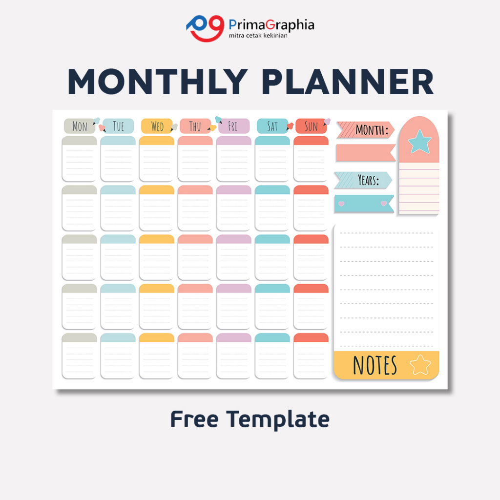 

Cetak Monthly Planner Schedule Jadwal Bulanan
