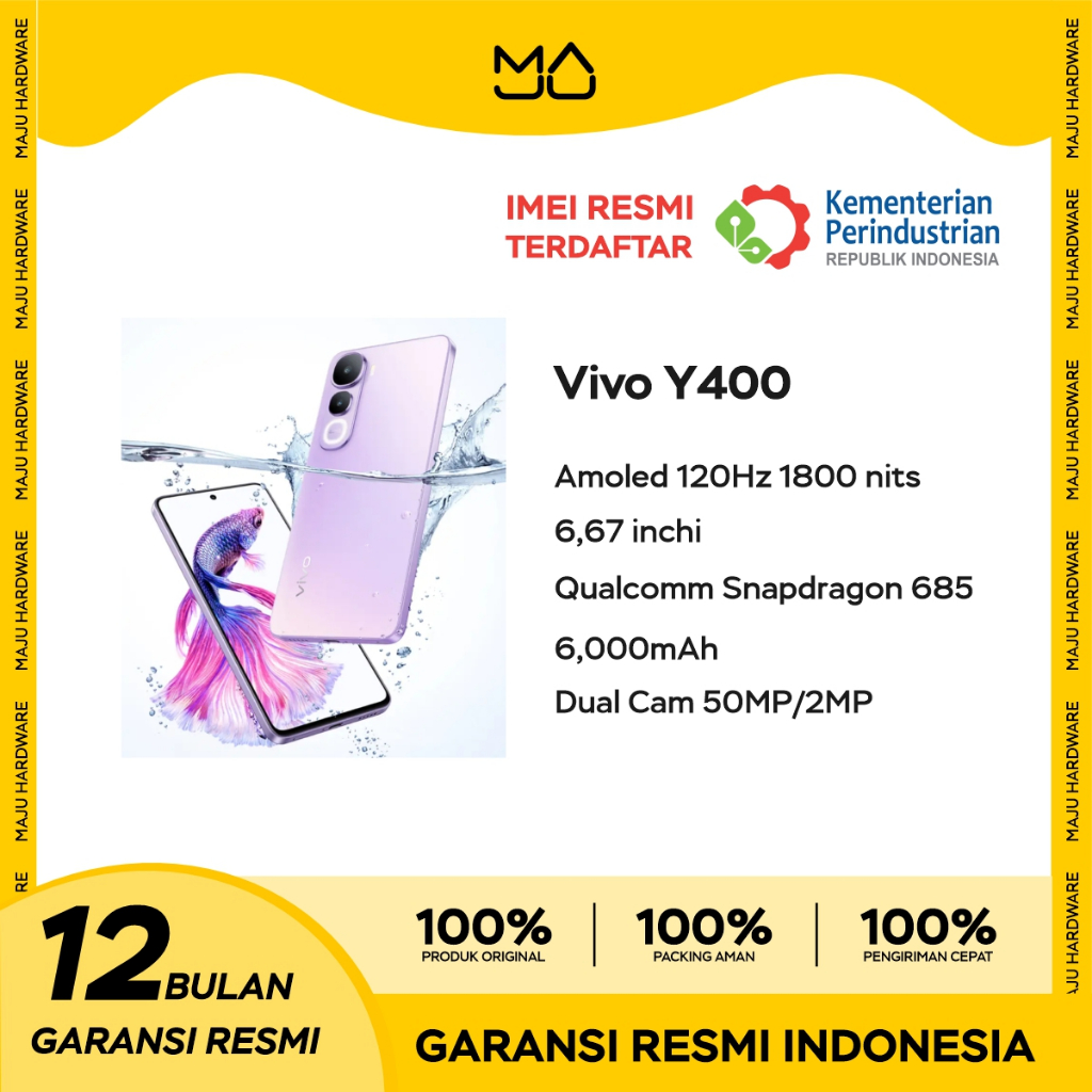 Vivo Y400 8/256GB [Snapdragon 685, 6000 mAh, Android 15] - Garansi Resmi
