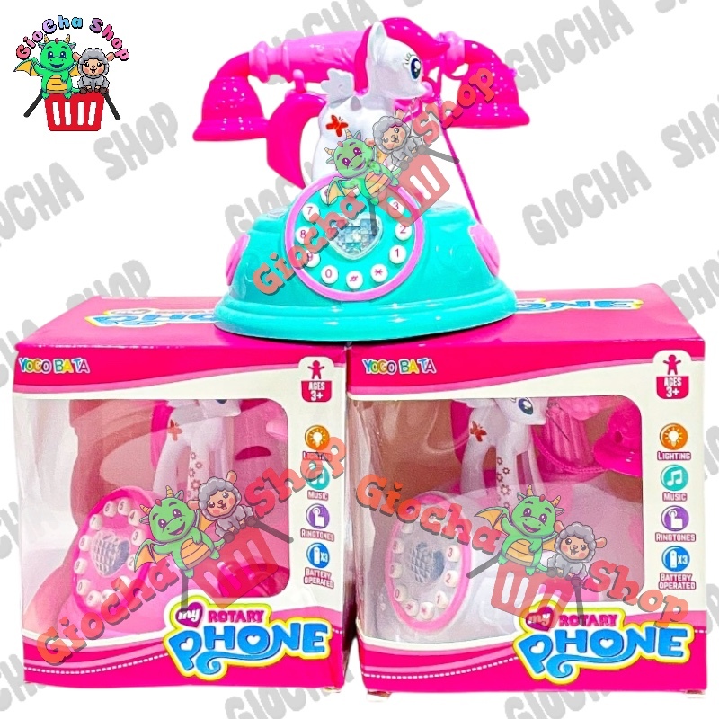 MAINAN ANAK PEREMPUAN HP TELEPON TELEPHONE KUDA PONI MY ROTARY PHONE LAMPU & SUARA [YD3] - MAINAN TE