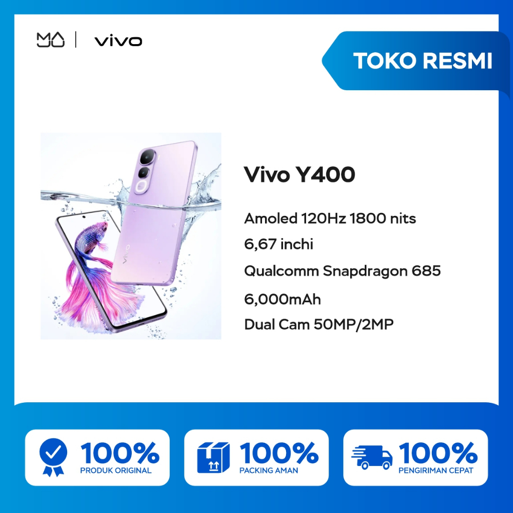 Vivo Y400 8/128GB [Snapdragon 685, 6000 mAh, Android 15] - Garansi Resmi