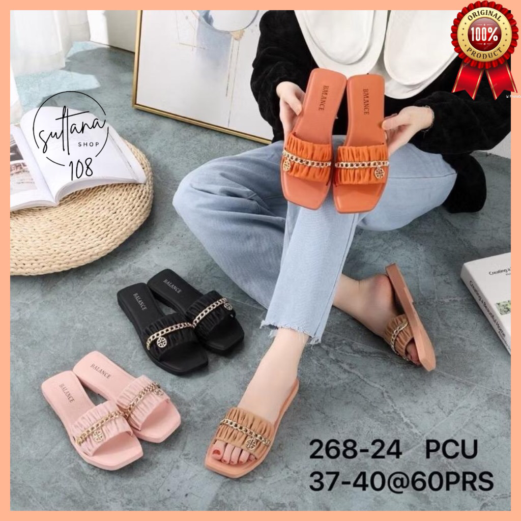 Sandal Jelly Balance 268 Sandal Slop Kerut Rantai Terbaru