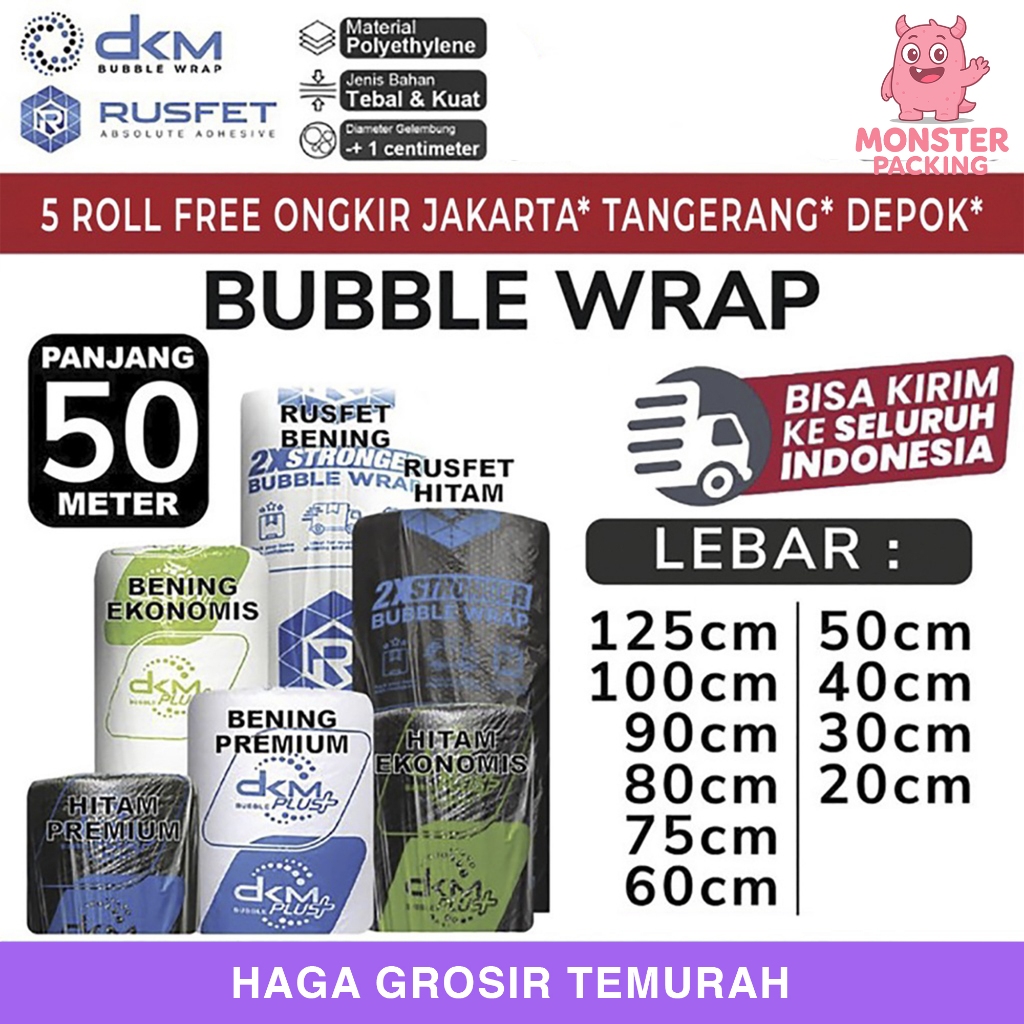 

Plastik Bubble Wrap 50meter BENING EKONOMIS DKM PLUS Bubblewrap TERMURAH / ROLL
