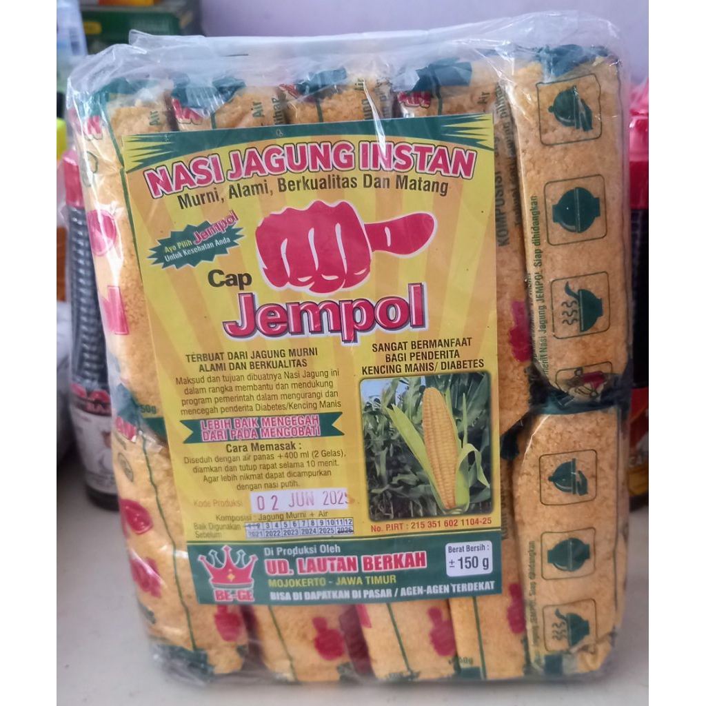 

NASI JAGUNG INSTAN JAGUNG MURNI CAP JEMPOL 150gram (isi 10 pack)