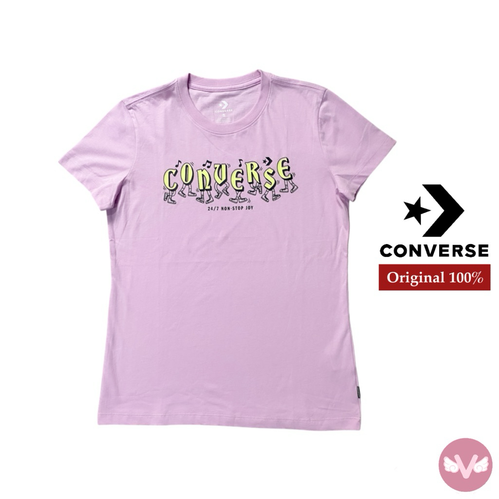 Converse Tshirt Kaos Katun Baju Olahraga Baju Wanita pink Olahraga Converse Original 100%