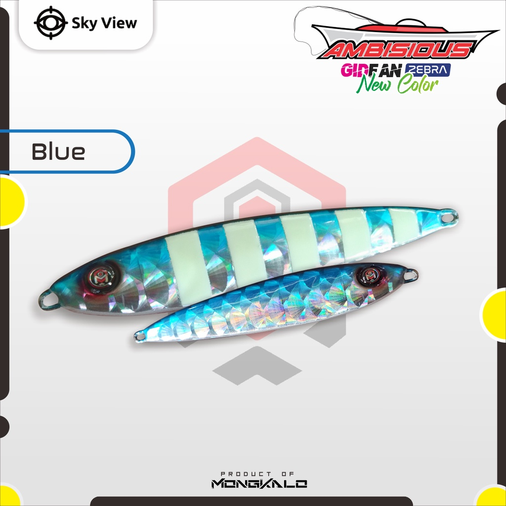 Mongkalo Ambisious Kipas GID-Zebra noMotif Fluorescent 30 Biru