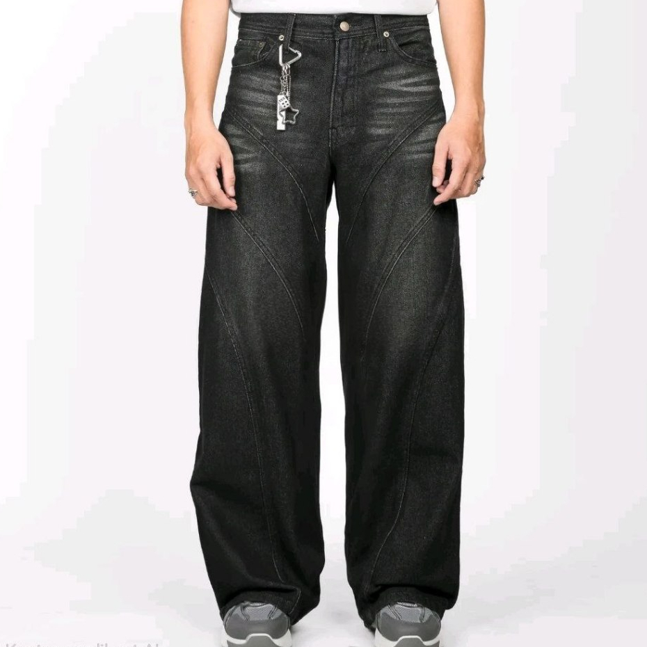Baggy Jeans Pecah Pola - ASTRAL Flow Black Abyss - Streetwear Baggy Style- Lebar Gombrong Skena - Ce