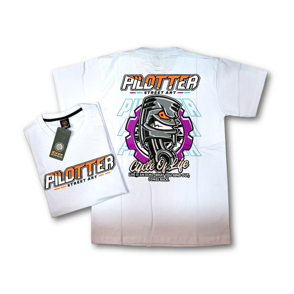 KAOS DISTRO TERBARU MOTIF PILOTER GANK BUKAN OUTFIT BIASA WARNA PUTIH