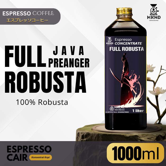 

MKND COFFEE ROASTERY - Full Robusta Java Espresso Cair 1 Liter | Konsentrat Kopi Espresso Medium Dark Roast