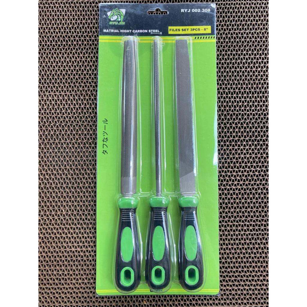 Kikir Gergaji Kayu Besi Baja Gagang Karet 8inch Kikir Plat/Bulat/Setengah Bulat Kikir Kombinasi kiki