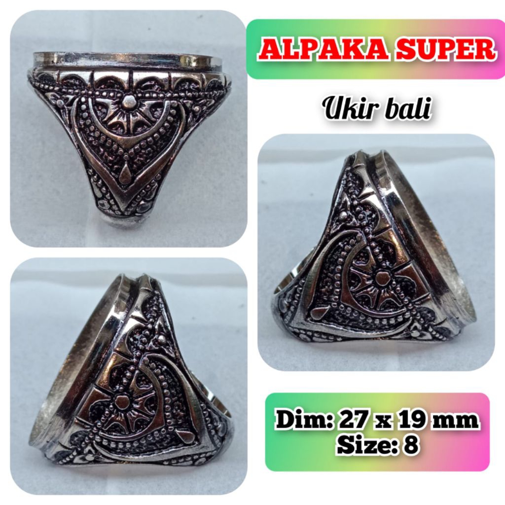 ring emban batu akik dan permata alpaka super alpaka bakar.24