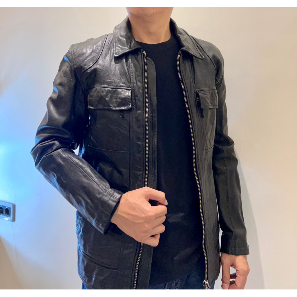 Leather Jacket Jaket Kulit Asli Trucker Keren Branded