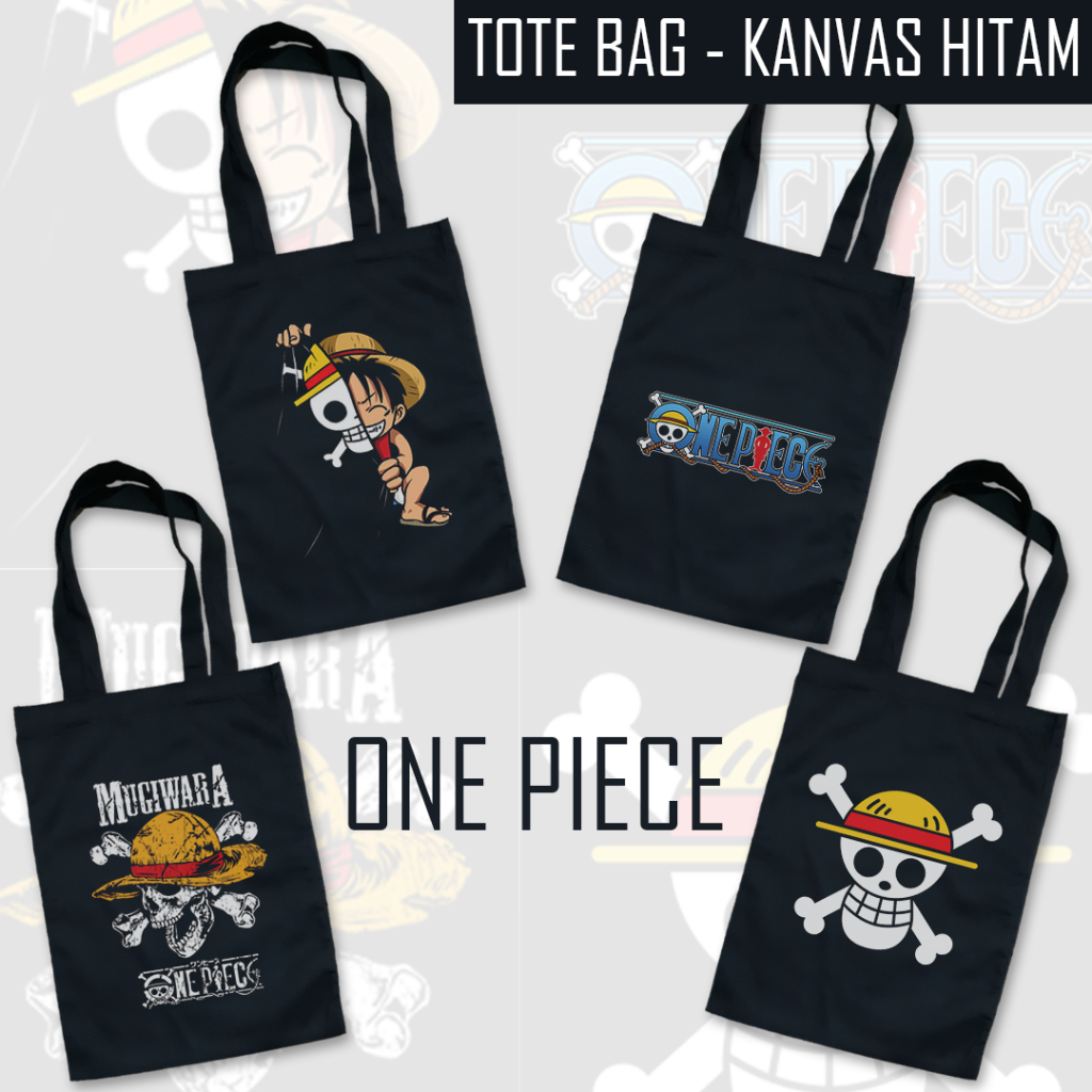 Tas Tote Bag Kanvas Hitam - One Piece | Anime | Manga