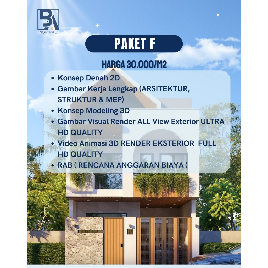 JASA DESAIN 3D RUMAH, GAMBER KERJA, DAN RAB