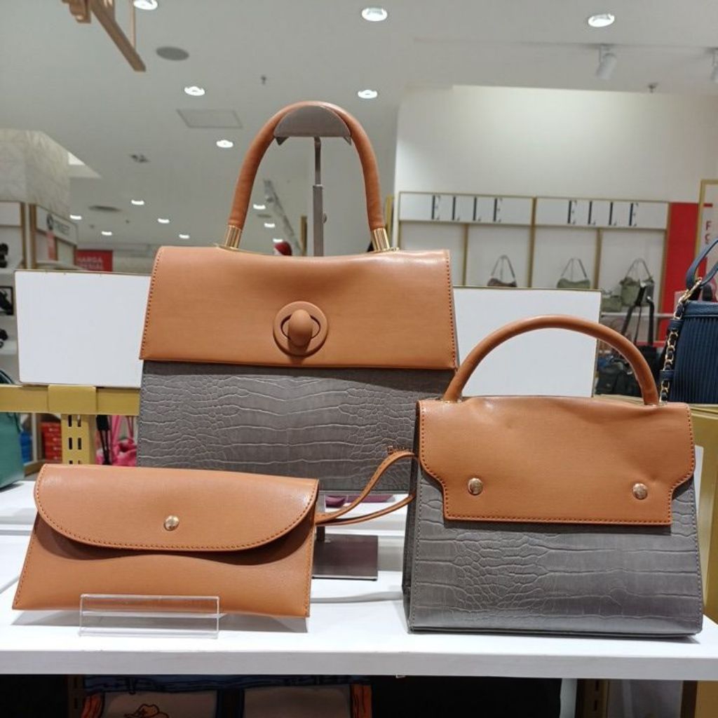 BELLEZZA 24139 Produk Original Depstore Mall Tas Handbag 3 in 1 Wanita Jinjing Selempang