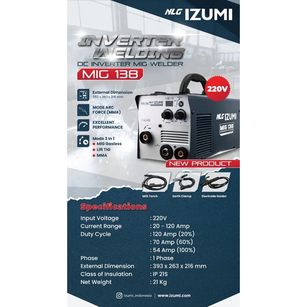 Mesin Las Izumi MIG 138 130A/ Travolas Izumi MIG 138 130A/ Mesin Travo Izumi MIG 138 130A