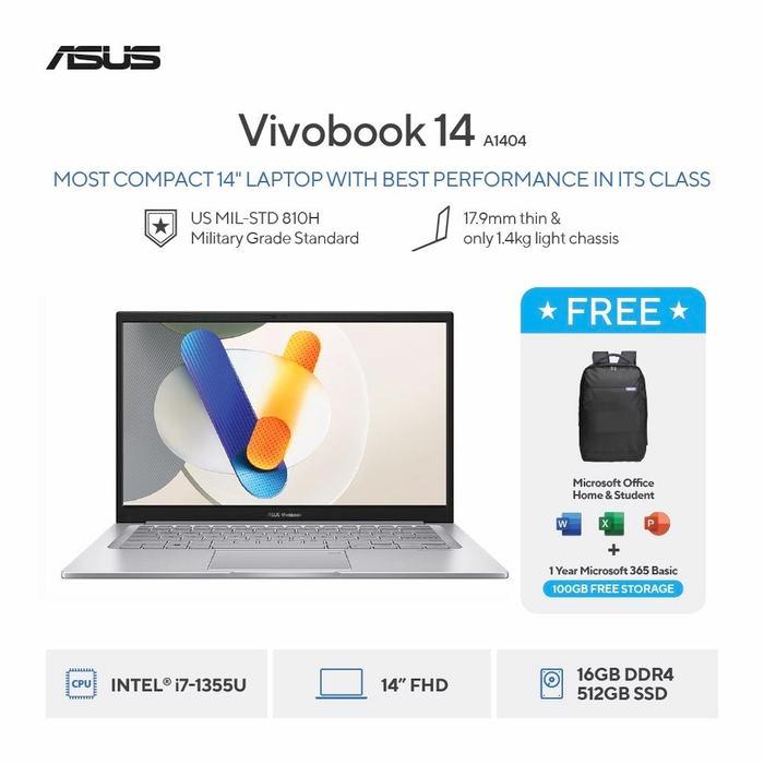 [FREE MOUSE] ASUS Vivobook 14 A1404VA-VIPS7153M - Cool Silver [Intel Core i7-1355U / Intel Iris Xe G