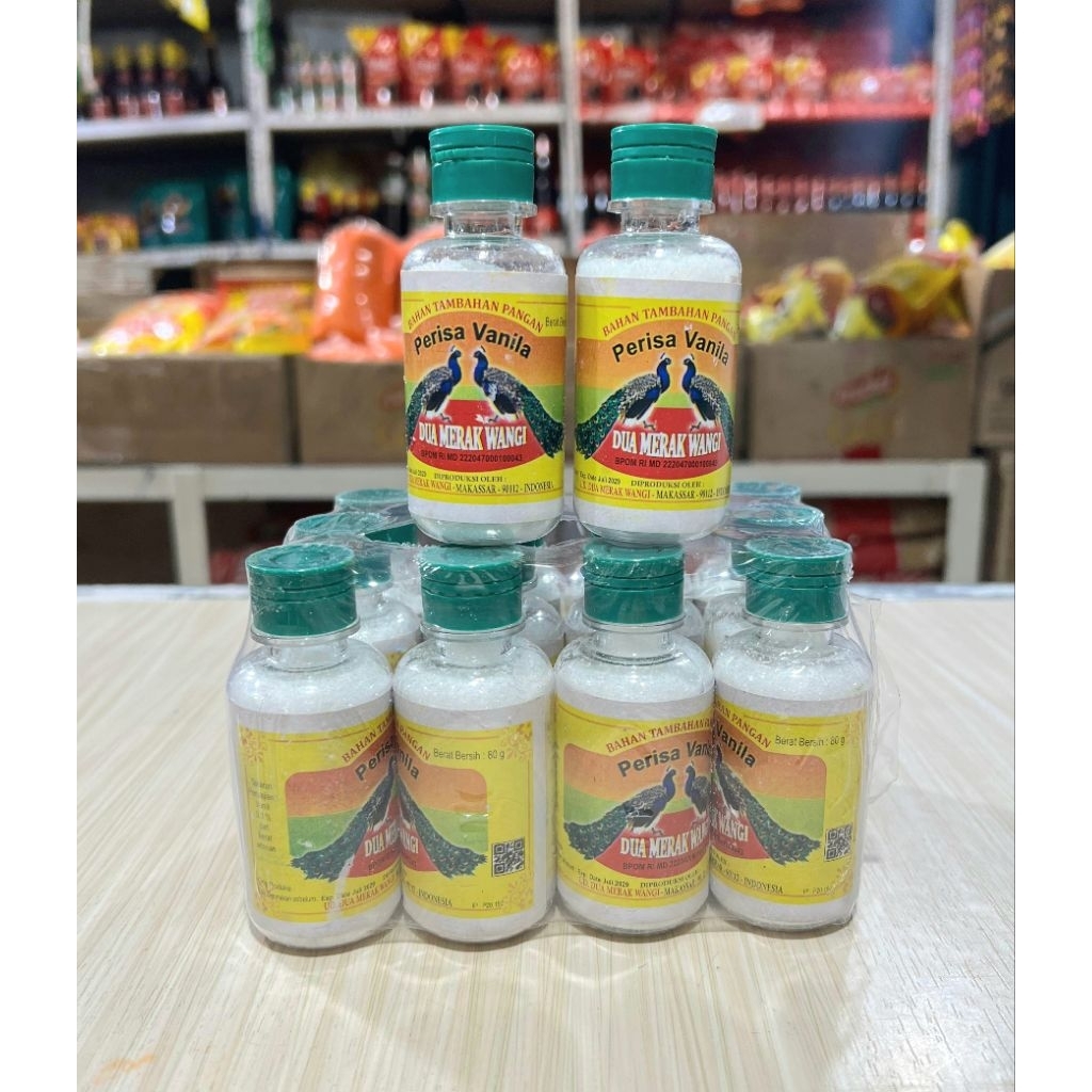 

Perisa Vanila Bubuk Merk Dua Merak Wangi 80 gram