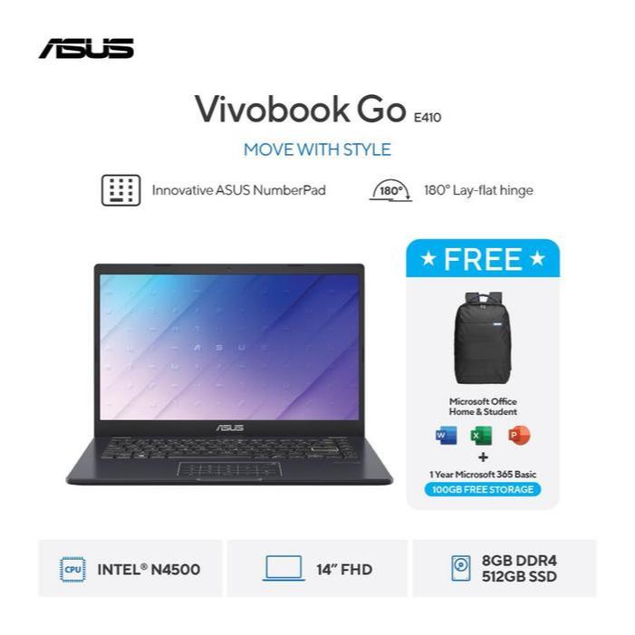 ASUS Vivobook Go 14 E410KA-FHD4853M - Peacock Blue [Intel Celeron N4500 / Intel UHD Graphics / 8GB /