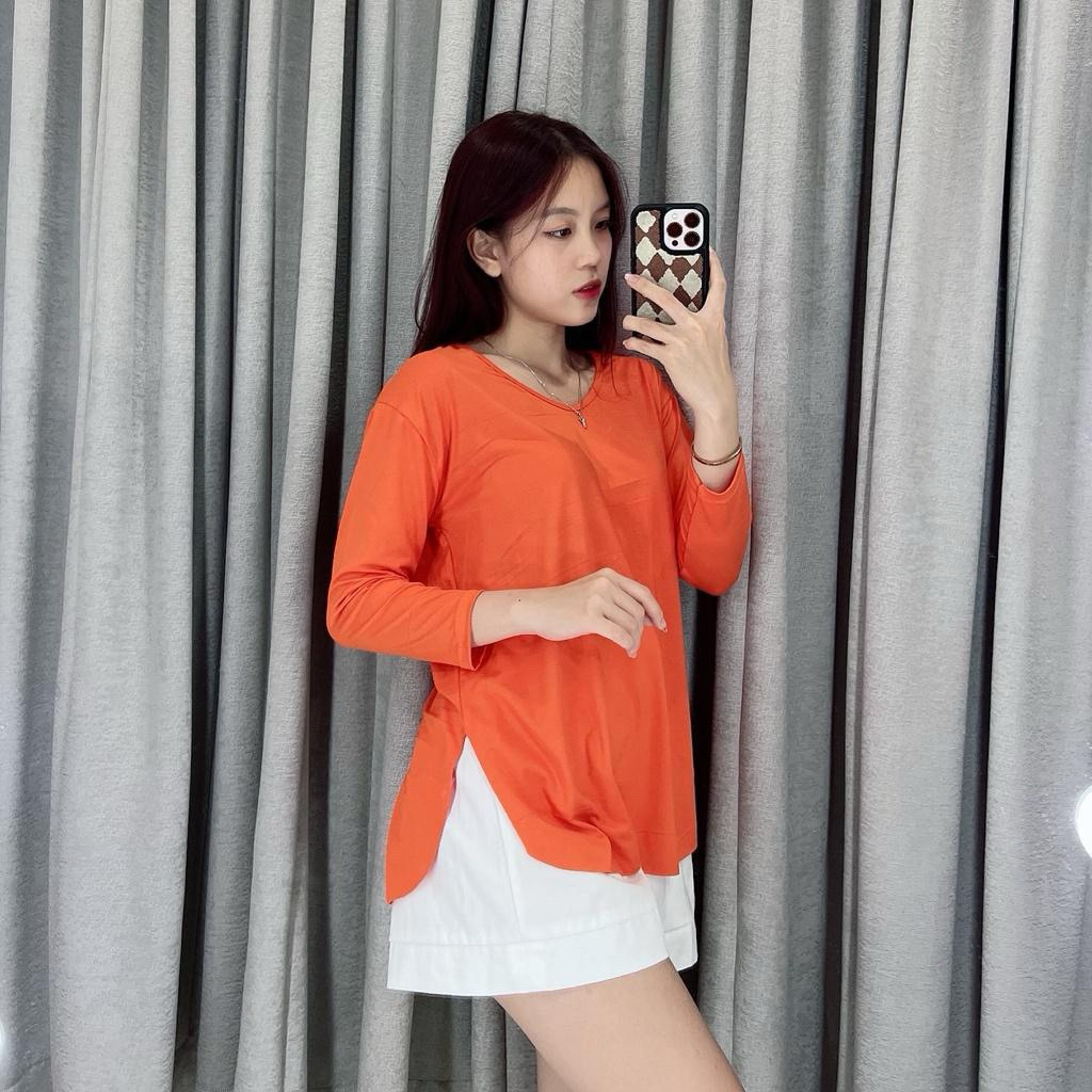 Kaos Oversize Lengan 7/8 | Kaos Jumbo Lengan Panjang | Kaos Oversize Slit | Kaos Wanita Lengan 7/8