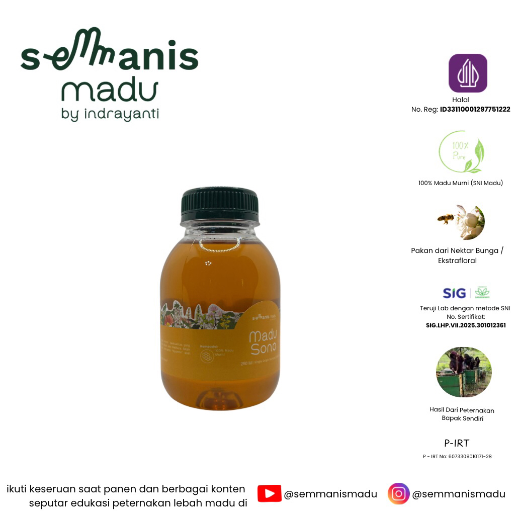 

Madu Murni Raw Honey Nektar Bunga Sonokeling Single Origin Gunung Kidul, D I Yogyakarta 130 ml 250 ml 500 ml