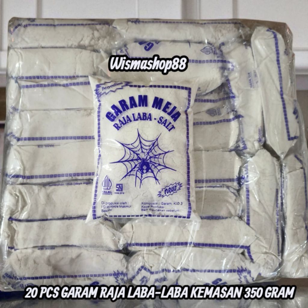 

20 PCS GARAM MEJA RAJA LABA-LABA SALT KEMASAN 350 GRAM / GARAM MASAK / GARAM BERYODIUM / GAREM / BUMBU DAPUR