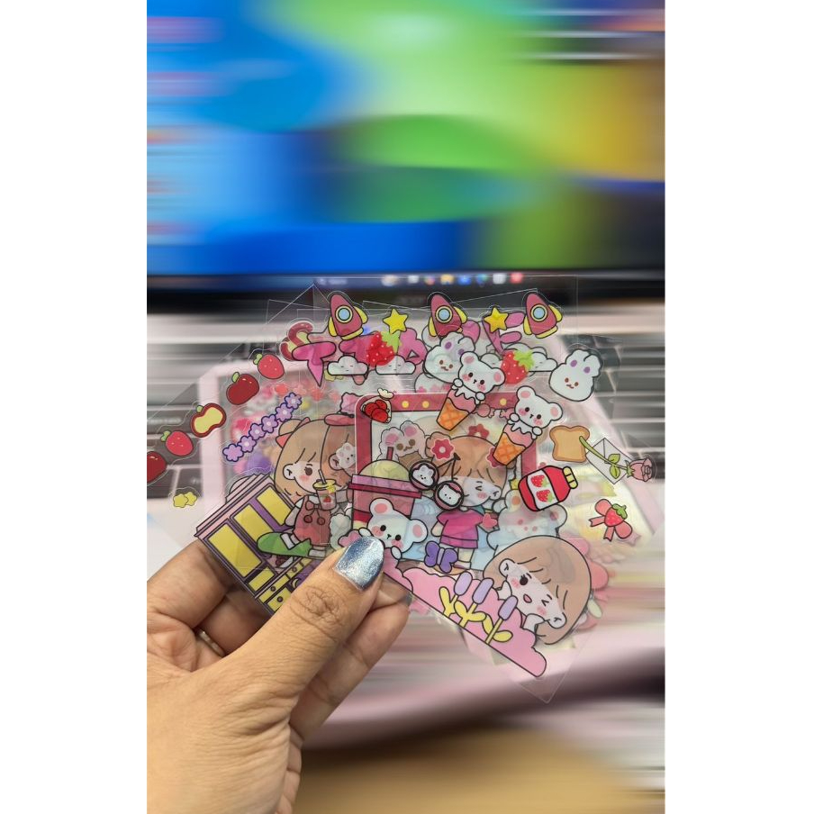 

Stiker Momo isi 100 Lembar Waterproof Lucu Transparan Kawaii Korea - Kartun Cewek Imut | Scrapbook, Journaling, DIY Dekor