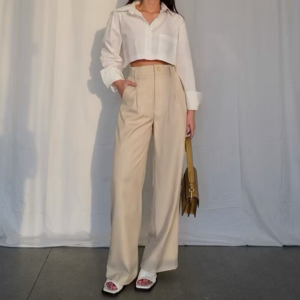 Celana Bahan Wanita Viona Pants - Loose Pants Trousers - Celana Kulot Wanita - Celana Panjang Wanita