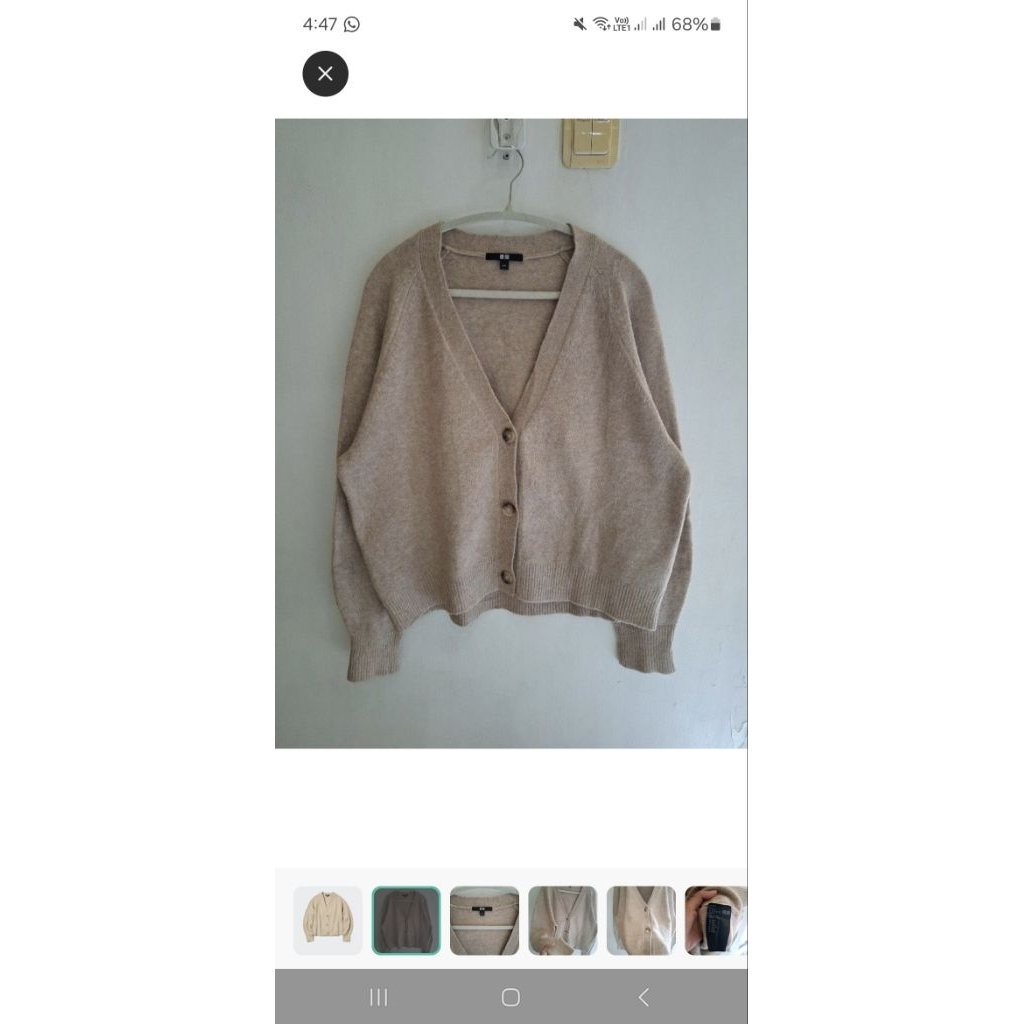 UNIQLO WOMEN'S SOUFFLE YARN LONG SLEEVE SHORT CARDIGAN